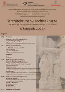 Plakat „Architektura w architekturze. Ambona i jej formy: między przeszłością a przyszłością” 13 listopada 2025 r.